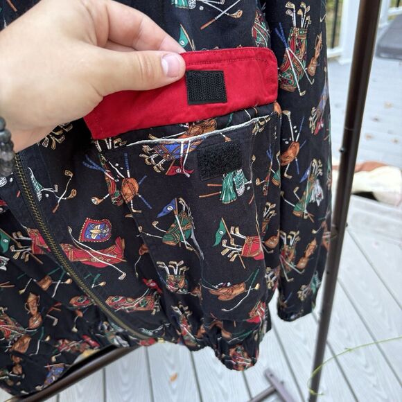 Vintage 90s Golf Jacket Full Zip Windbreaker Mens Med Preppy Casual Line Up AOP - Picture 5 of 9